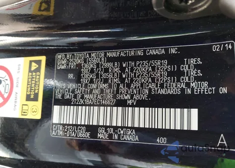 2014 Lexus Rx 350 from USA, damaged, VIN 2T2ZK1BA7EC146627